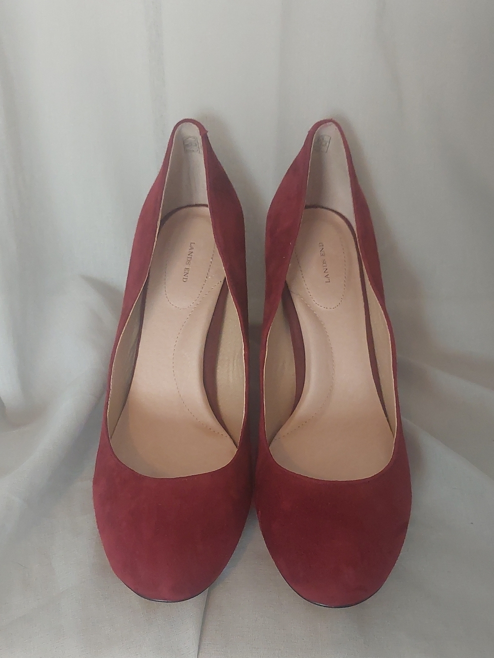 Lands' End Burgundy Suede Round-Toe Pumps